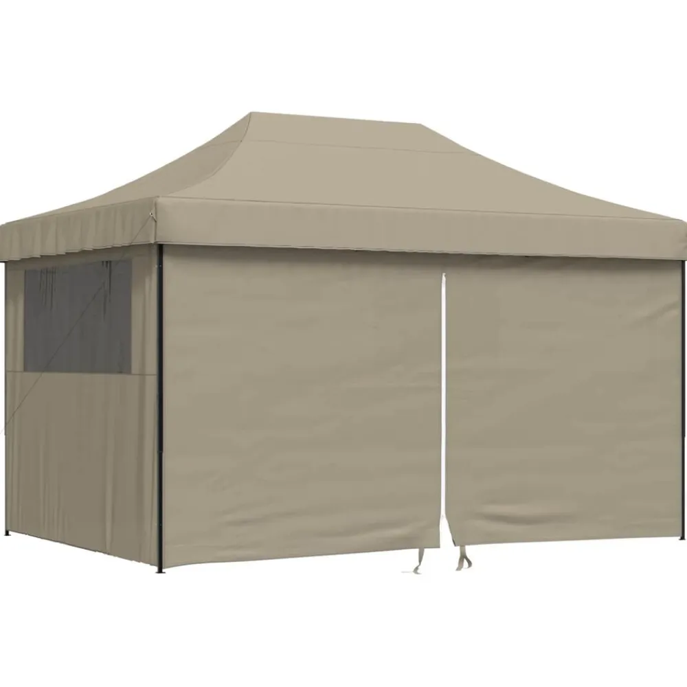 vidaXL Tienda de fiesta plegable Pop-Up con 4 paredes laterales taupe Taupé Sale