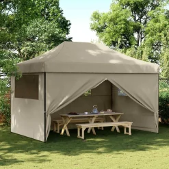 vidaXL Tienda de fiesta plegable Pop-Up con 4 paredes laterales taupe Taupé Sale