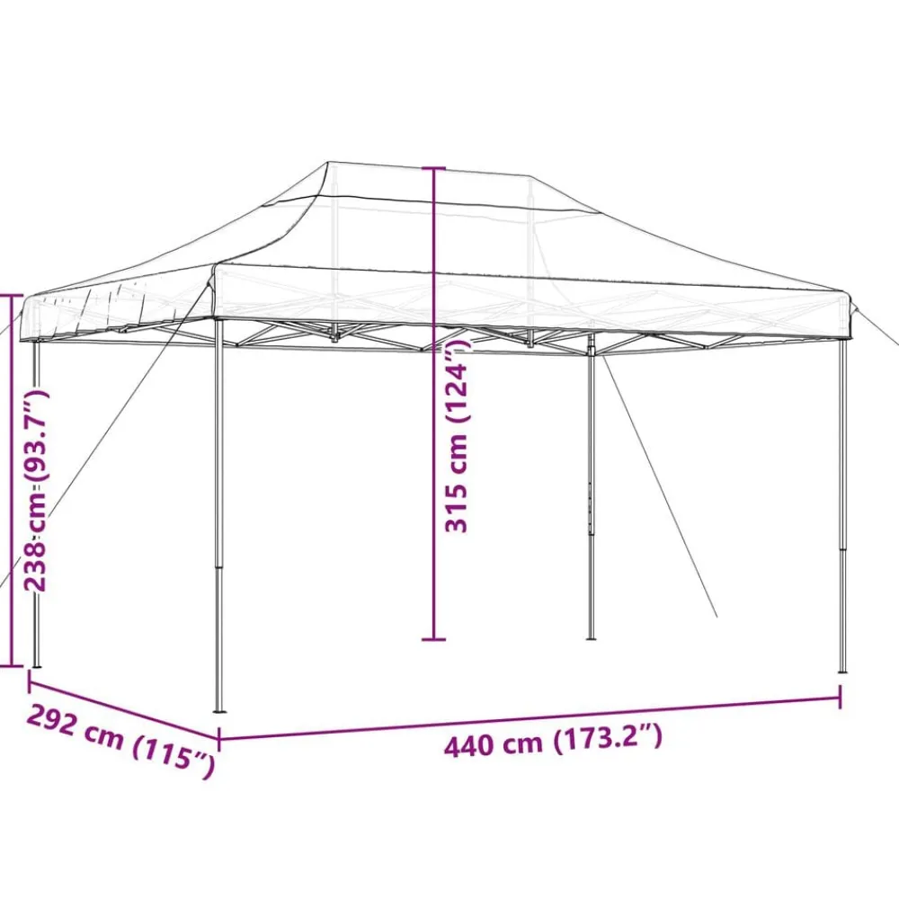 vidaXL Tienda de fiesta plegable Pop-Up 440x292x315 cm Terracota Discount