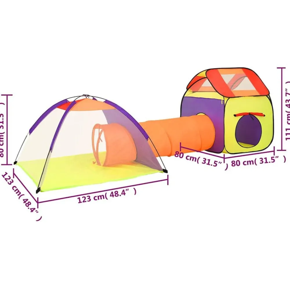 vidaXL Estructuras Para Juegos Al Aire Libre-Tienda de juego de niños con 250 bolas multicolor 338x123x111cm