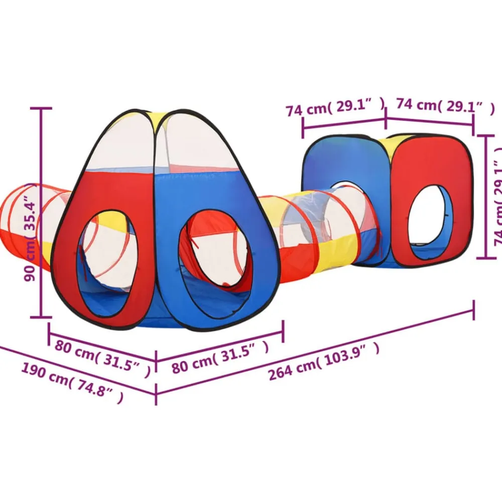 vidaXL Estructuras Para Juegos Al Aire Libre-Tienda de juego de niños con 250 bolas multicolor 190x264x90 cm