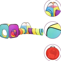 vidaXL Estructuras Para Juegos Al Aire Libre-Tienda de juego de niños con 250 bolas multicolor 190x264x90 cm