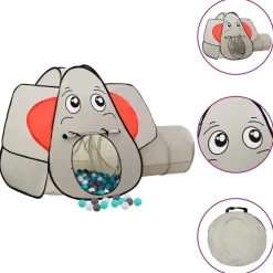 vidaXL Tienda de juegos diseño de elefante 250 bolas gris 174x86x101cm Multicolor 1 Best
