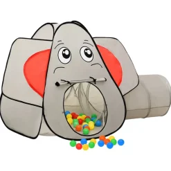 vidaXL Estructuras Para Juegos Al Aire Libre-Tienda de juegos diseño de elefante 250 bolas gris 174x86x101cm