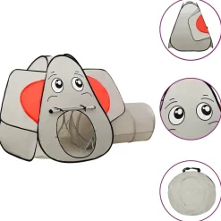 vidaXL Estructuras Para Juegos Al Aire Libre-Tienda de juegos diseño de elefante 250 bolas gris 174x86x101cm