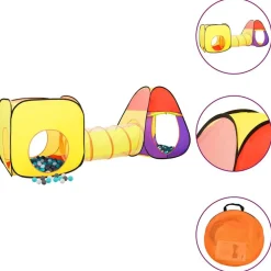 vidaXL Estructuras Para Juegos Al Aire Libre-Tienda de juegos niños con 250 bolas multicolor 255x80x100cm