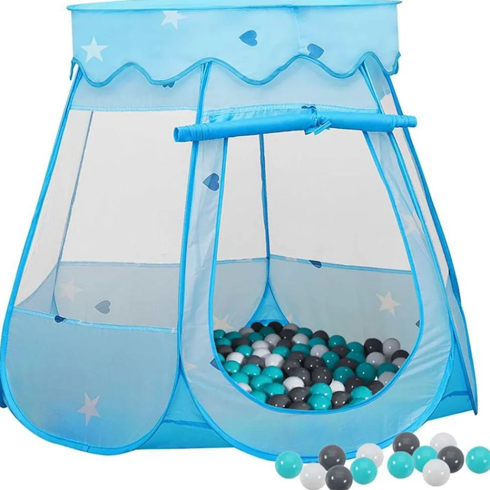 vidaXL Estructuras Para Juegos Al Aire Libre-Tienda de juegos para niños con 250 bolas azul 102x102x82 cm