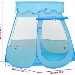 vidaXL Estructuras Para Juegos Al Aire Libre-Tienda de juegos para niños con 250 bolas azul 102x102x82 cm