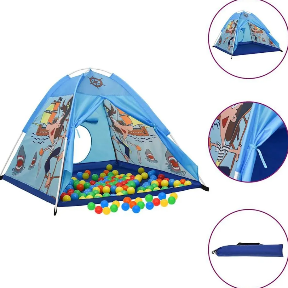 vidaXL Estructuras Para Juegos Al Aire Libre-Tienda de juegos para niños con 250 bolas azul 120x120x90 cm