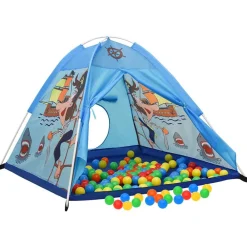 vidaXL Estructuras Para Juegos Al Aire Libre-Tienda de juegos para niños con 250 bolas azul 120x120x90 cm