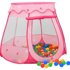 vidaXL Estructuras Para Juegos Al Aire Libre-Tienda de juegos para niños con 250 bolas rosa 102x102x82 cm
