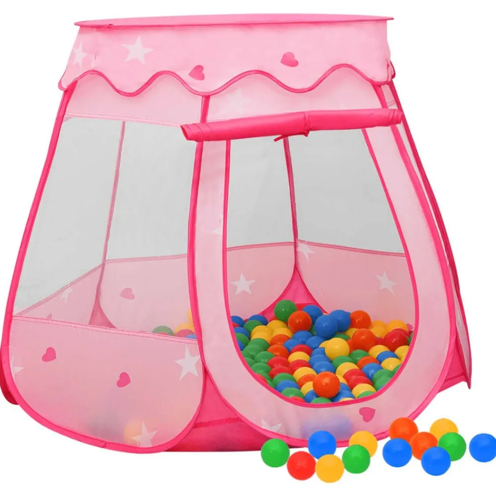 vidaXL Estructuras Para Juegos Al Aire Libre-Tienda de juegos para niños con 250 bolas rosa 102x102x82 cm