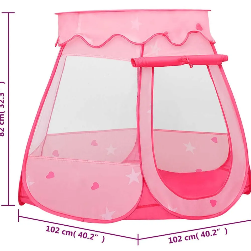vidaXL Estructuras Para Juegos Al Aire Libre-Tienda de juegos para niños con 250 bolas rosa 102x102x82 cm