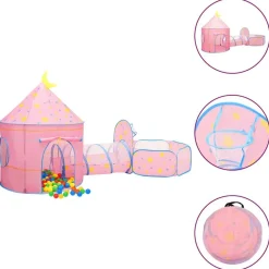 vidaXL Estructuras Para Juegos Al Aire Libre-Tienda de juegos para niños con 250 bolas rosa 301x120x128 cm