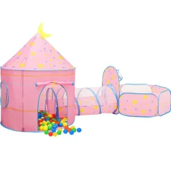vidaXL Estructuras Para Juegos Al Aire Libre-Tienda de juegos para niños con 250 bolas rosa 301x120x128 cm