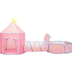 vidaXL Estructuras Para Juegos Al Aire Libre-Tienda de juegos para niños con 250 bolas rosa 301x120x128 cm