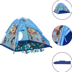 vidaXL Estructuras Para Juegos Al Aire Libre-Tienda de juegos para niños con 250 bolas azul 120x120x90 cm