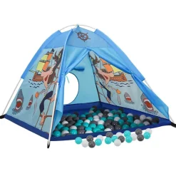 vidaXL Estructuras Para Juegos Al Aire Libre-Tienda de juegos para niños con 250 bolas azul 120x120x90 cm