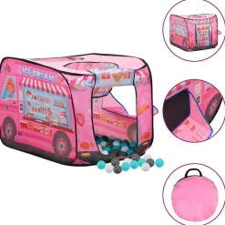 vidaXL Estructuras Para Juegos Al Aire Libre-Tienda de juegos para niños con 250 bolas rosa 70x112x70 cm
