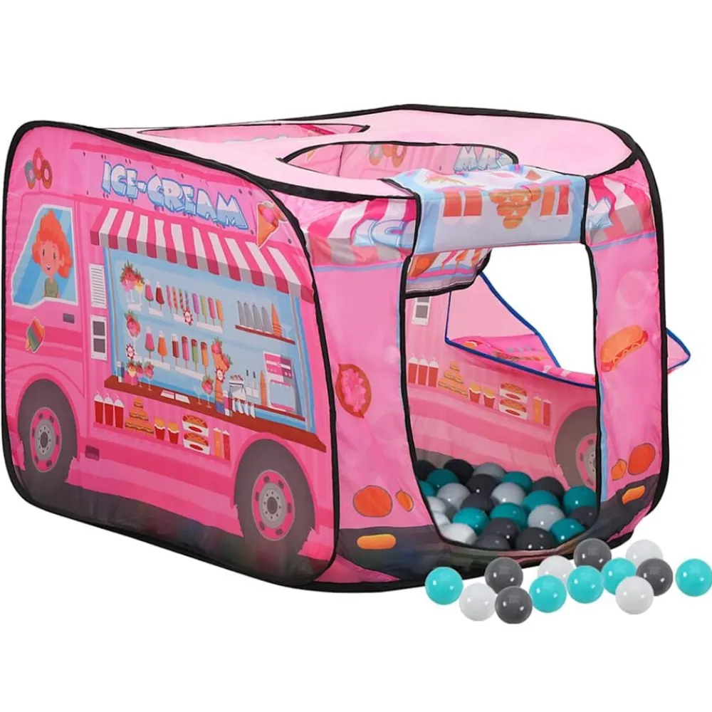 vidaXL Estructuras Para Juegos Al Aire Libre-Tienda de juegos para niños con 250 bolas rosa 70x112x70 cm