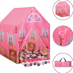 vidaXL Estructuras Para Juegos Al Aire Libre-Tienda de juegos para niños con 250 bolas rosa 69x94x104 cm
