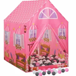vidaXL Estructuras Para Juegos Al Aire Libre-Tienda de juegos para niños con 250 bolas rosa 69x94x104 cm