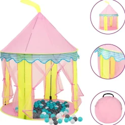 vidaXL Estructuras Para Juegos Al Aire Libre-Tienda de juegos para niños con 250 bolas rosa 100x100x127 cm