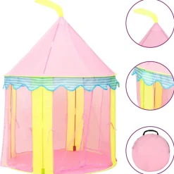 vidaXL Estructuras Para Juegos Al Aire Libre-Tienda de juegos para niños con 250 bolas rosa 100x100x127 cm