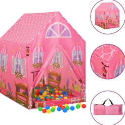 vidaXL Estructuras Para Juegos Al Aire Libre-Tienda de juegos para niños rosa 69x94x104 cm