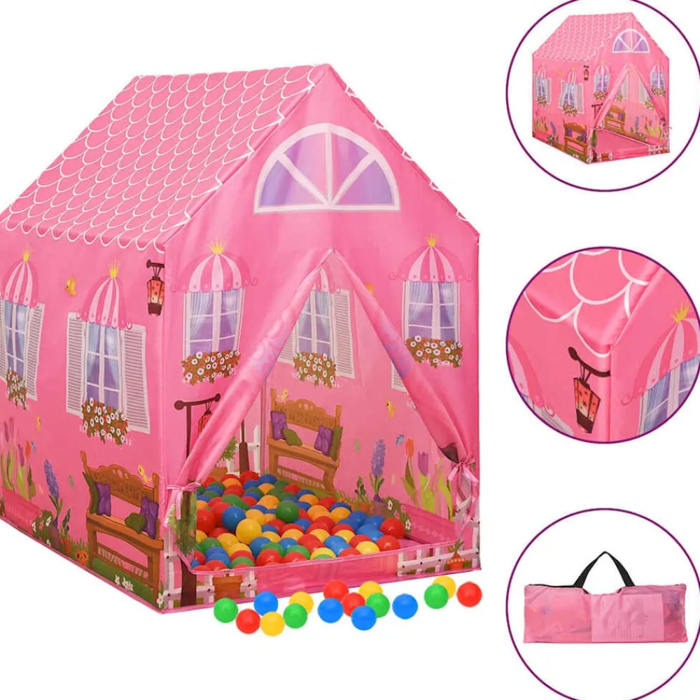 vidaXL Estructuras Para Juegos Al Aire Libre-Tienda de juegos para niños rosa 69x94x104 cm