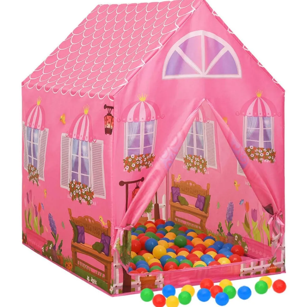 vidaXL Estructuras Para Juegos Al Aire Libre-Tienda de juegos para niños rosa 69x94x104 cm
