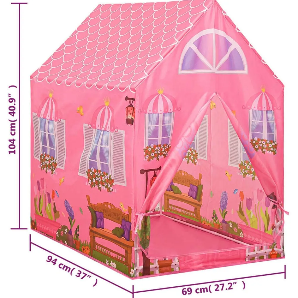 vidaXL Estructuras Para Juegos Al Aire Libre-Tienda de juegos para niños rosa 69x94x104 cm