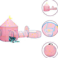 vidaXL Estructuras Para Juegos Al Aire Libre-Tienda de juegos para niños con 250 bolas rosa 301x120x128 cm