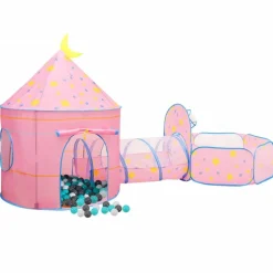 vidaXL Estructuras Para Juegos Al Aire Libre-Tienda de juegos para niños con 250 bolas rosa 301x120x128 cm