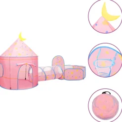 vidaXL Estructuras Para Juegos Al Aire Libre-Tienda de juegos para niños con 250 bolas rosa 301x120x128 cm