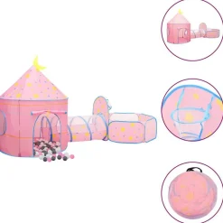 vidaXL Tienda de juegos para niños con 250 bolas rosa 301x120x128 cm Multicolor 2 Best