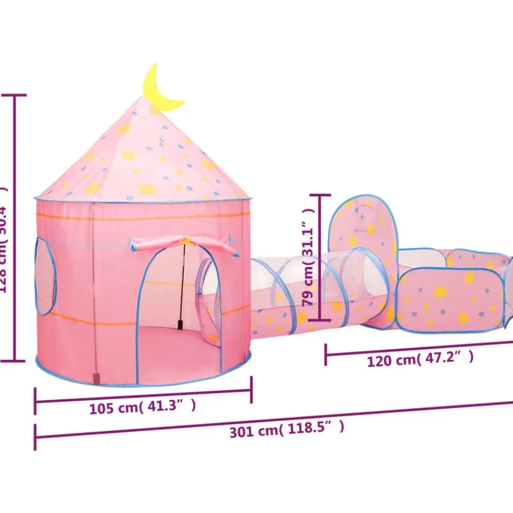 vidaXL Tienda de juegos para niños con 250 bolas rosa 301x120x128 cm Multicolor 2 Best