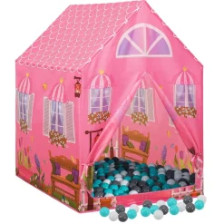 vidaXL Estructuras Para Juegos Al Aire Libre-Tienda de juegos para niños con 250 bolas rosa 69x94x104 cm