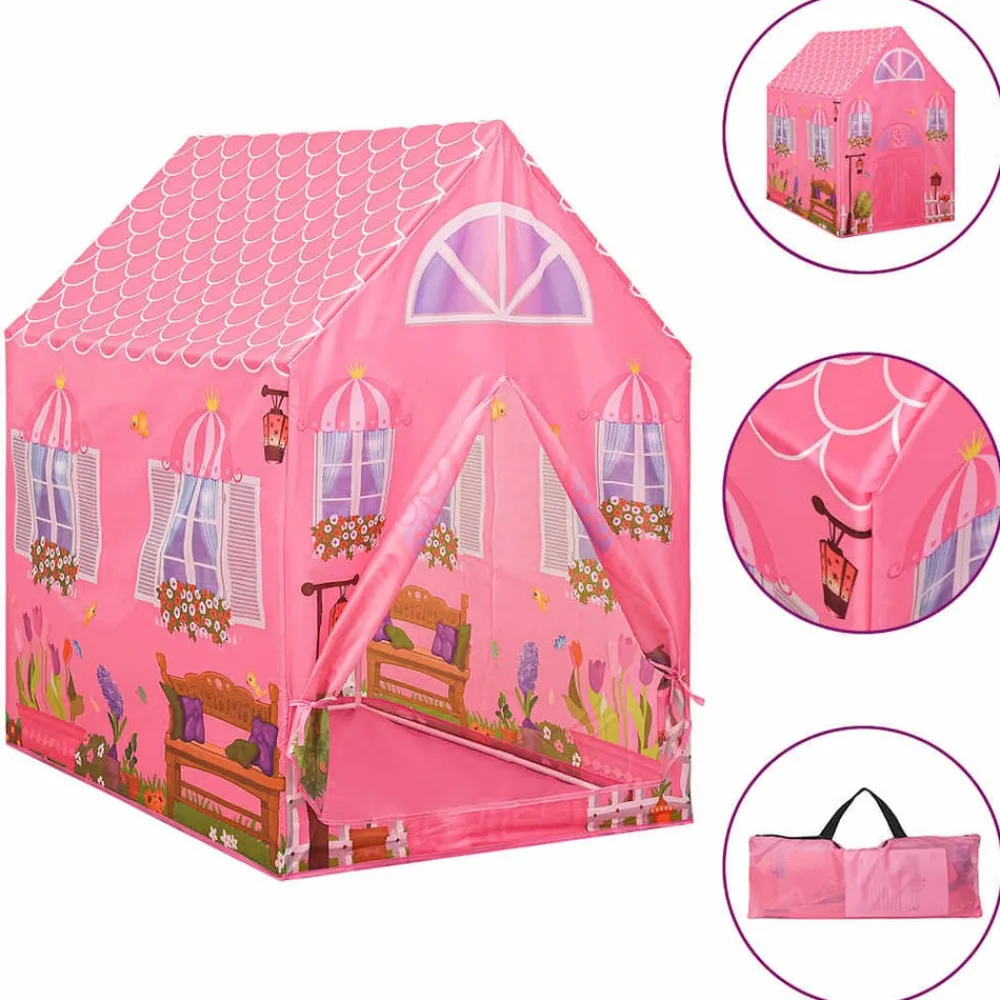 vidaXL Estructuras Para Juegos Al Aire Libre-Tienda de juegos para niños con 250 bolas rosa 69x94x104 cm