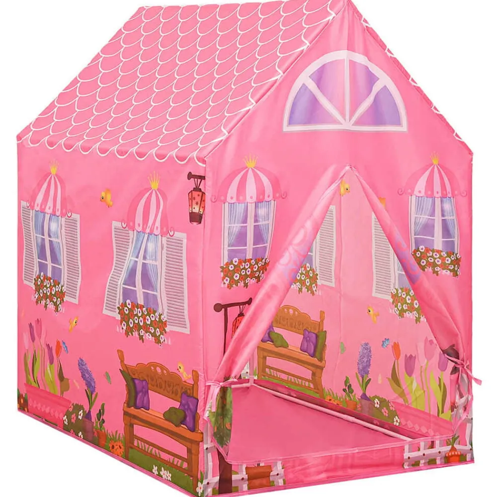 vidaXL Estructuras Para Juegos Al Aire Libre-Tienda de juegos para niños con 250 bolas rosa 69x94x104 cm