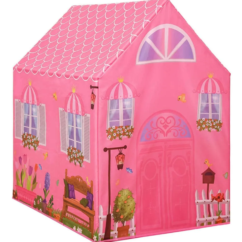 vidaXL Estructuras Para Juegos Al Aire Libre-Tienda de juegos para niños con 250 bolas rosa 69x94x104 cm