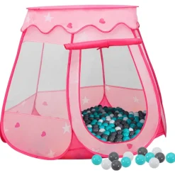 vidaXL Estructuras Para Juegos Al Aire Libre-Tienda de juegos para niños con 250 bolas rosa 102x102x82 cm
