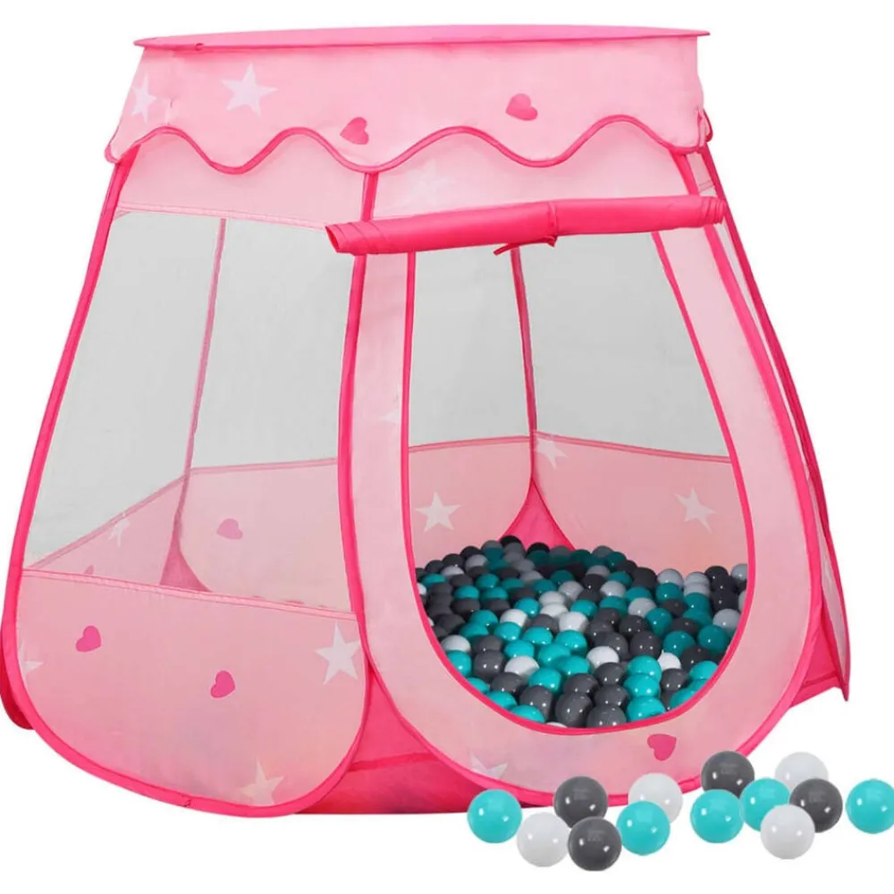 vidaXL Estructuras Para Juegos Al Aire Libre-Tienda de juegos para niños con 250 bolas rosa 102x102x82 cm