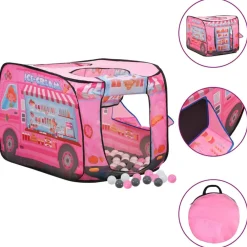 vidaXL Estructuras Para Juegos Al Aire Libre-Tienda de juegos para niños con 250 bolas rosa 70x112x70 cm