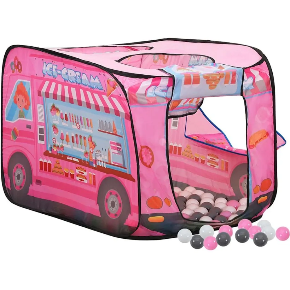 vidaXL Estructuras Para Juegos Al Aire Libre-Tienda de juegos para niños con 250 bolas rosa 70x112x70 cm