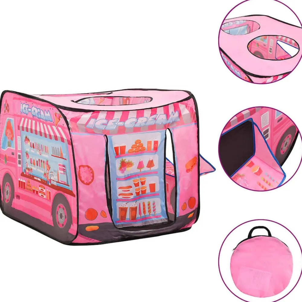 vidaXL Estructuras Para Juegos Al Aire Libre-Tienda de juegos para niños con 250 bolas rosa 70x112x70 cm