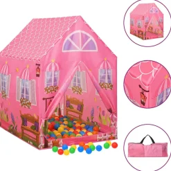 vidaXL Tienda de juegos para niños con 250 bolas rosa 69x94x104 cm Multicolor Outlet