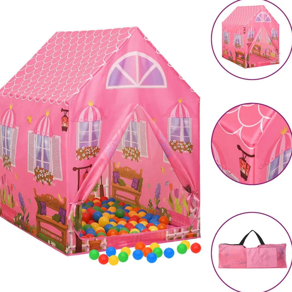 vidaXL Tienda de juegos para niños con 250 bolas rosa 69x94x104 cm Multicolor Outlet