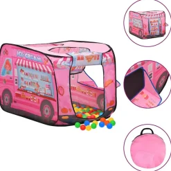 vidaXL Estructuras Para Juegos Al Aire Libre-Tienda de juegos para niños con 250 bolas rosa 70x112x70 cm