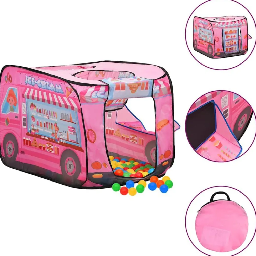vidaXL Estructuras Para Juegos Al Aire Libre-Tienda de juegos para niños con 250 bolas rosa 70x112x70 cm
